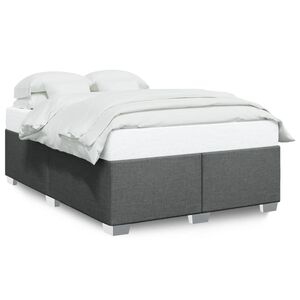 vidaXL Bed Frame without Mattress Dark Grey Queen Fabric