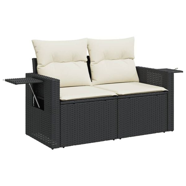 vidaXL 8 Piece Garden Sofa Set with Cushions Black Poly Rattan