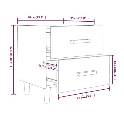 vidaXL Bed Cabinet White 40x35x47.5 cm