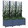 vidaXL Garden Planter with Trellis Blue Grey 120x40x136 cm PP