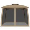 vidaXL Gazebo with Double Roof and Mesh Walls Taupe 2.93x2.93 m Steel