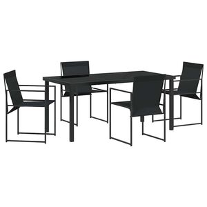 vidaXL Garden Dining Set 5 pcs Black Textilene and Steel