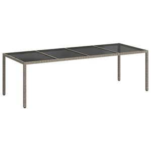 vidaXL Garden Table Grey 250x100x75 cm Tempered Glass and Poly Rattan