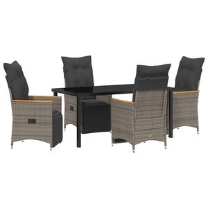 vidaXL Garden Dining Set 5 pcs Grey Poly Rattan