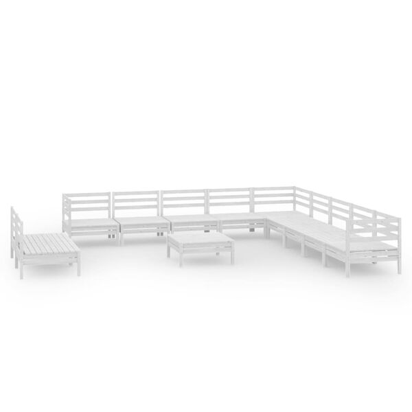 vidaXL 12 Piece Garden Lounge Set Solid Wood Pine White