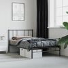 vidaXL Metal Bed Frame without Mattress with Footboard Black 90x190cm