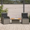 vidaXL 3 Piece Garden Lounge Set with Cushions Grey Poly Rattan