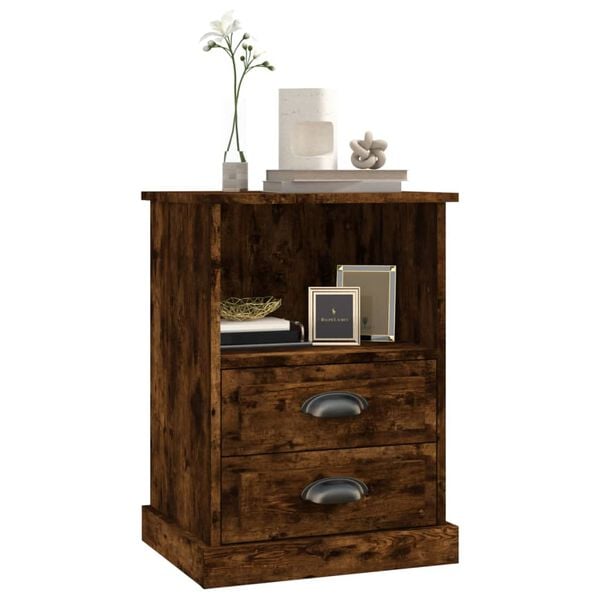 vidaXL Bedside Cabinets 2 pcs Smoked Oak 43x36x60 cm