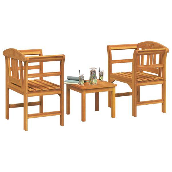 vidaXL Garden Rose Lounge Set 3 pcs Natural Solid Acacia Wood