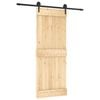 vidaXL Sliding Door Natural and Black 80 x 210 cm Solid Pine Wood