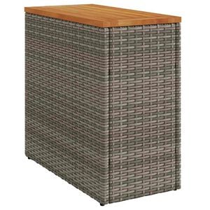 vidaXL Garden Side Table with Wooden Top Grey 58x27,5x55 cm Poly Rattan