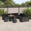 vidaXL Garden Sofa Set Height-Adjustable 13 pcs Black Poly Rattan