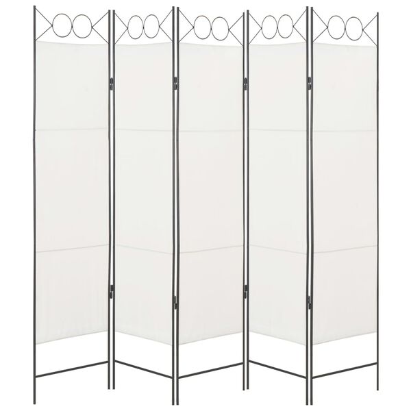 vidaXL 5-Panel Room Divider White 200x180 cm