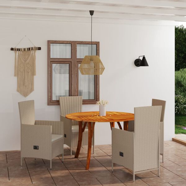 vidaXL 5 Piece Garden Dining Set Beige