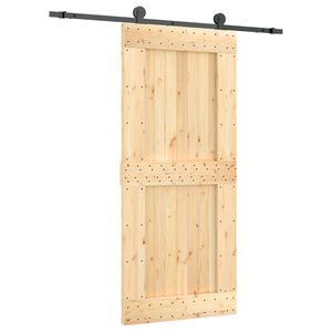 vidaXL Sliding Door Natural and Black 90 x 210 cm Solid Pine Wood