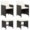 vidaXL 4 Piece Garden Chair and Stool Set Poly Rattan Black