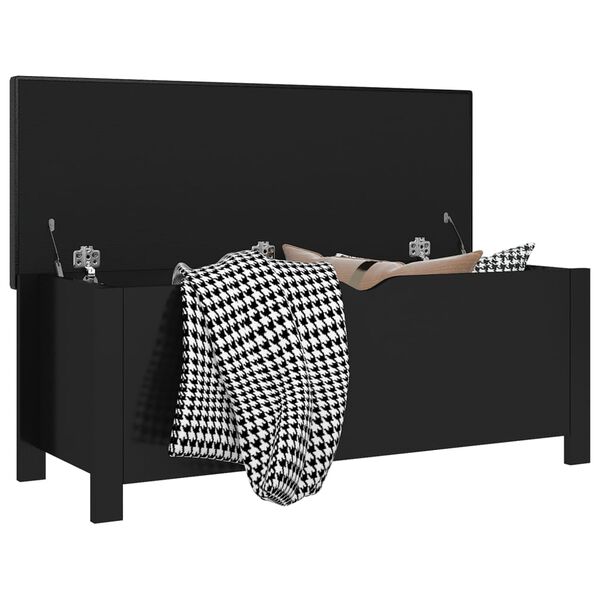 vidaXL Storage Box with Cushion High Gloss Black 105x40x45 cm Engineered Wood