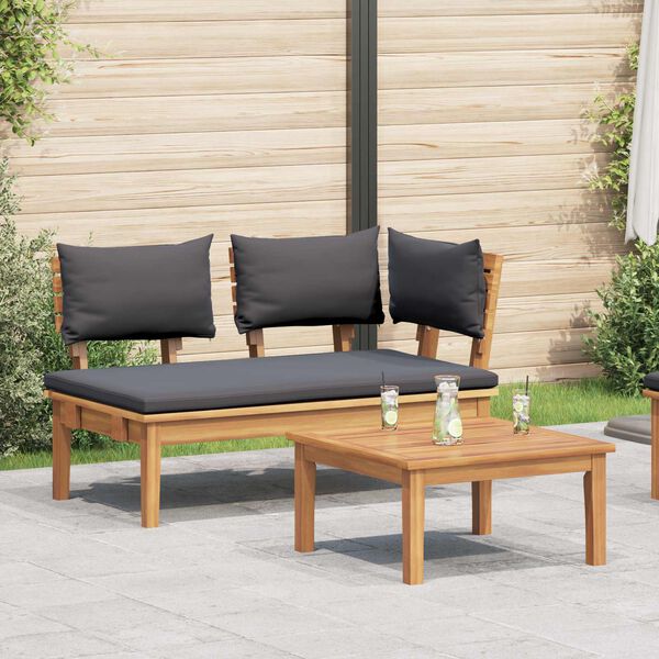 vidaXL Garden Bench 2 pcs Grey and Brown Solid Teak wood