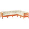 vidaXL 6 Piece Garden Sofa Set with Cushions Wax Brown Solid Wood Pine