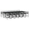vidaXL 13 Piece Garden Dining Set with Cushions Black Poly Rattan