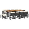vidaXL 13 Piece Garden Dining Set with Cushions Black Poly Rattan