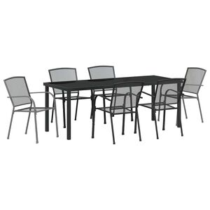 vidaXL Garden Dining Set 7 pcs Anthracite Powder-Coated Steel