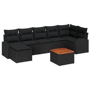 vidaXL Garden Sofa Set with Storage 8 pcs Black Poly Rattan