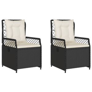 vidaXL Reclining Garden Chairs 2 pcs Black Poly Rattan
