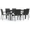 vidaXL 7 Piece Garden Dining Set with Cushions Black Poly Rattan