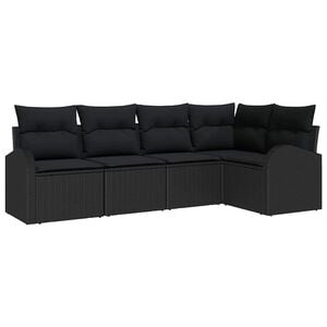 vidaXL Sofa Set with Cushion Black Polyester