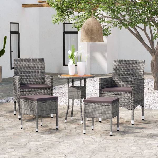 vidaXL 5 Piece Garden Lounge Set Poly Rattan Grey