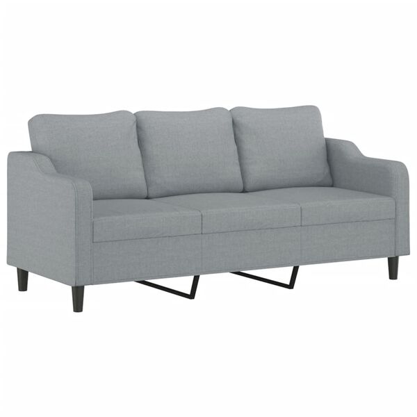 vidaXL 3-Seater Sofa with Throw Pillows Light Grey 180 cm Fabric