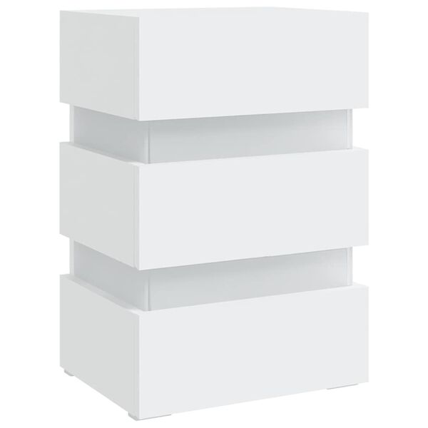 vidaXL LED Bedside Cabinet White 45x35x67 cm Engineered Wood