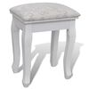 vidaXL Dressing Table with Mirror and Stool 7 Drawers White