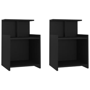vidaXL Bed Cabinets 2 pcs Black 40x35x60 cm Engineered Wood