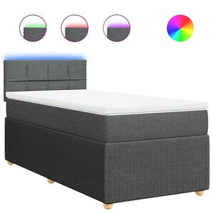 vidaXL Box Spring Bed with Mattress Light Grey King Single Fabric
