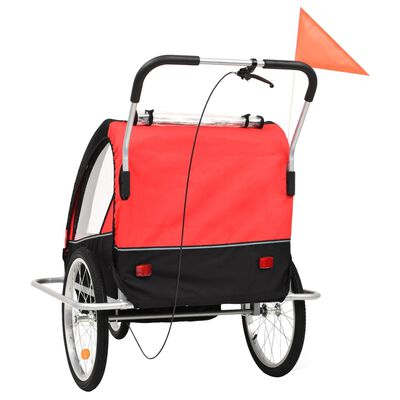 vidaXL 2-in-1 Kids' Bicycle Trailer & Stroller Black and Red