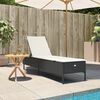 vidaXL Sun Lounger with Cushion Black Poly Rattan