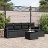 vidaXL 6 Piece Garden Sofa Set with Cushions Black Poly Rattan