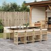 vidaXL 9 Piece Garden Dining Set with Cushions Beige Poly Rattan
