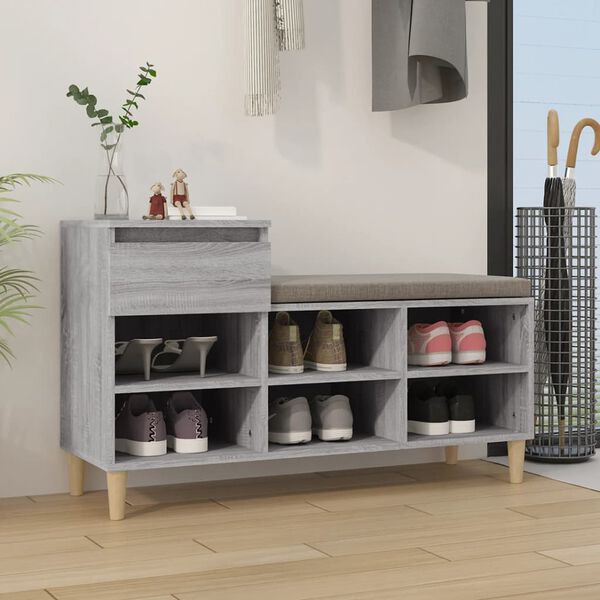 vidaXL Shoe Cabinet Grey Sonoma 102x36x60 cm Engineered Wood