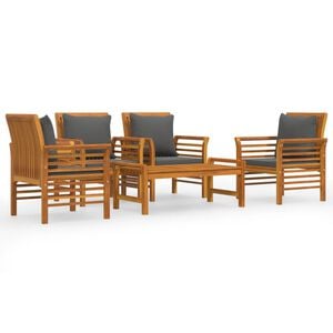 vidaXL 5 Piece Garden Lounge Set with Cushions Solid Wood Acacia