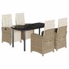 vidaXL 5 Piece Garden Dining Set with Cushions Beige Poly Rattan