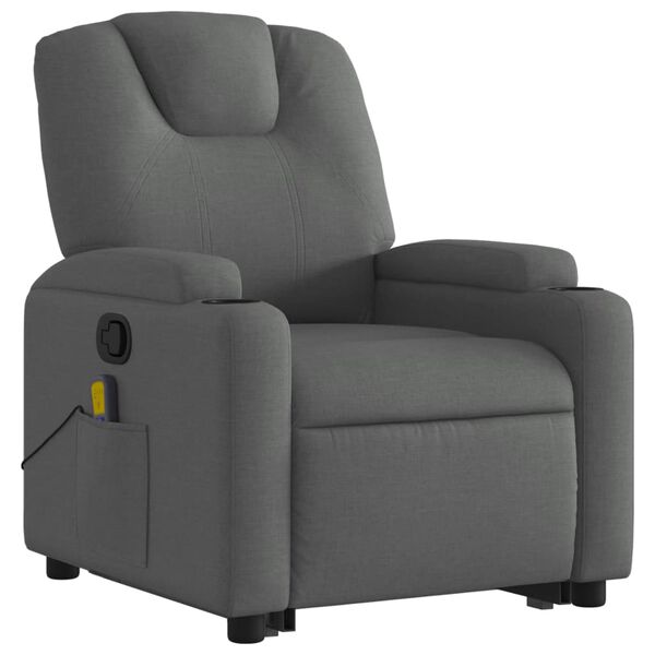vidaXL Stand up Massage Recliner Chair Dark Grey Fabric