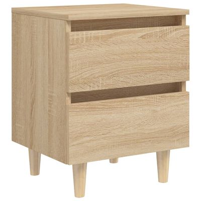 vidaXL Bed Cabinet with Solid Pinewood Legs Sonoma Oak 40x35x50 cm