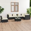 vidaXL 7 Piece Garden Lounge Set with Cushions Poly Rattan Black