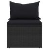 vidaXL Garden Middle Sofas with Cushions 2 pcs Black Poly Rattan