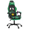 vidaXL Swivel Gaming Chair with Footrest Black&Green Faux Leather