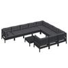 vidaXL 11 Piece Garden Lounge Set with Cushions Black Pinewood
