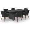 vidaXL 7 Piece Garden Dining Set Poly Rattan Black